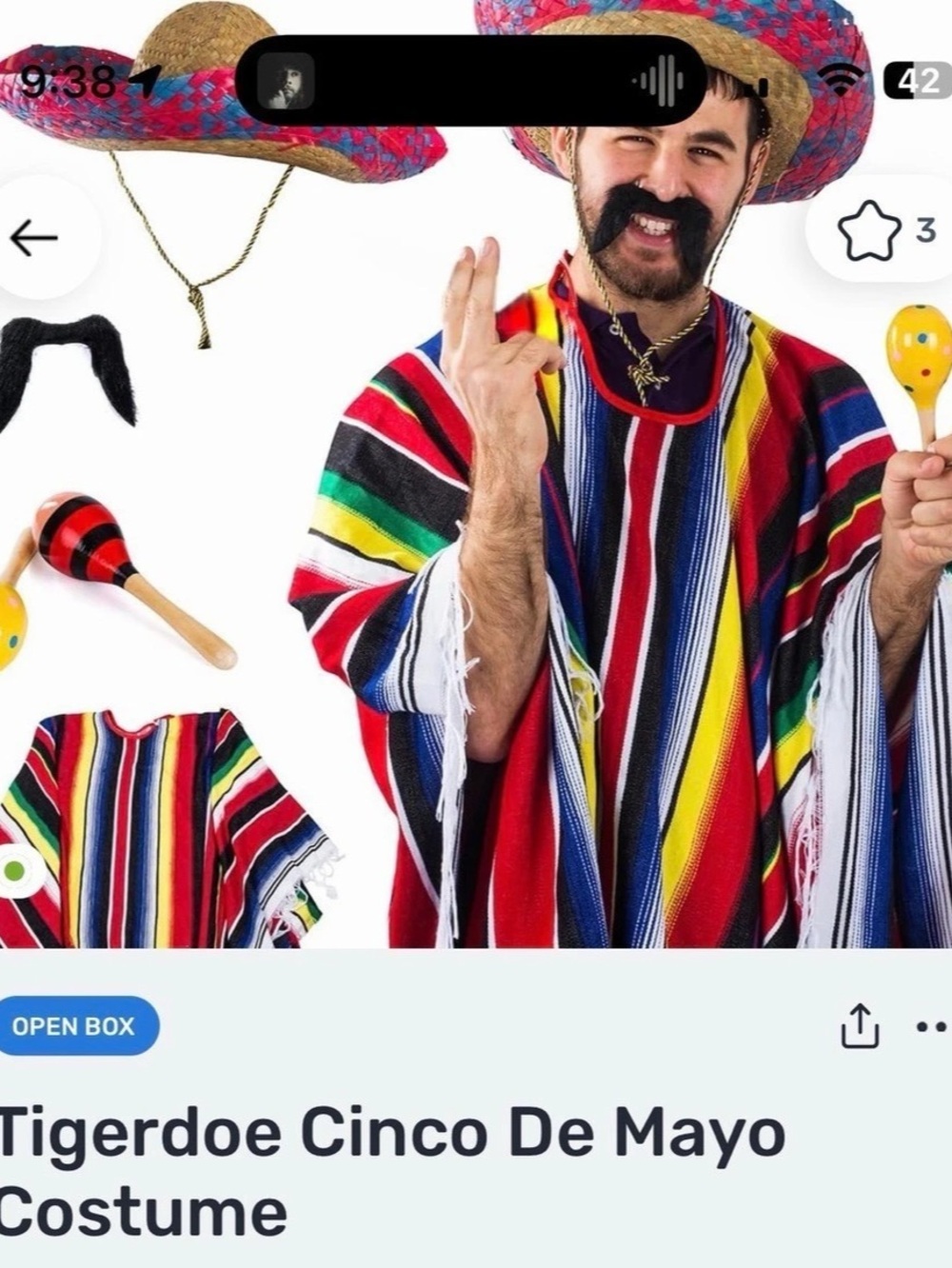 Tigerdoe Cinco De Mayo Costume Multicolor NWT Party Costume